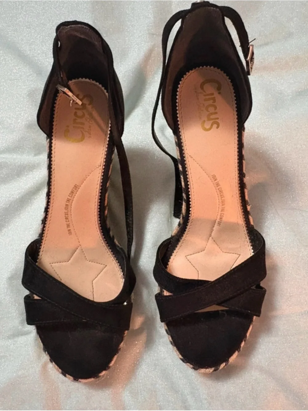 Circus by Sam Edelman Black Espadrille Wedge Sandals with Ankle Strap